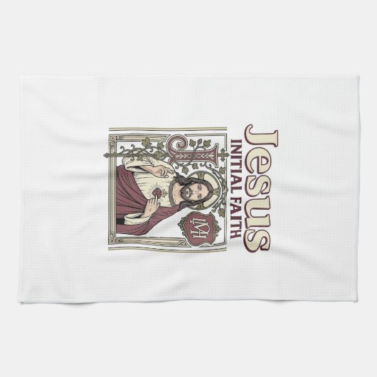 Linge De Cuisine Monogramme initial de Jésus Foi Monogramme initial (Horizontal)