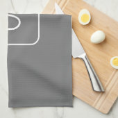 Linge De Cuisine Monogramme Initial De Style Moderne | Blanc & Gris (Quart Plié)