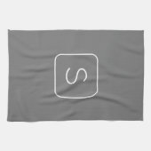 Linge De Cuisine Monogramme Initial De Style Moderne | Blanc & Gris (Horizontal)