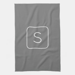 Linge De Cuisine Monogramme Initial De Style Moderne Blanc & Gris