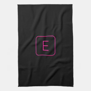 Linge De Cuisine Monogramme Initial De Style Moderne Rose Et Noir