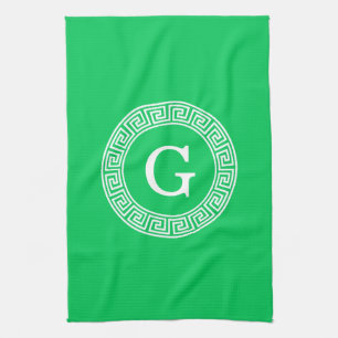Linge De Cuisine Monogramme initial du cadre Rnd de clé grecque Eme