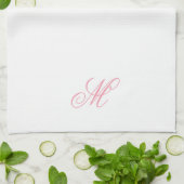 Linge De Cuisine Monogramme Initial Élégant Rose (Plié)