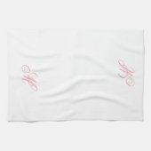 Linge De Cuisine Monogramme Initial Élégant Rose (Horizontal)
