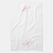 Linge De Cuisine Monogramme Initial Élégant Rose (Vertical)