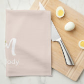 Linge De Cuisine Monogramme initial en beige botanique aquarelle (Quart Plié)