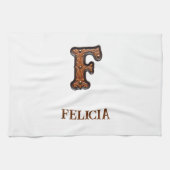 Linge De Cuisine Monogramme initial en cuir occidental F (Horizontal)