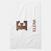 Linge De Cuisine Monogramme Initial en Cuir Outilé Occidental E (Vertical)