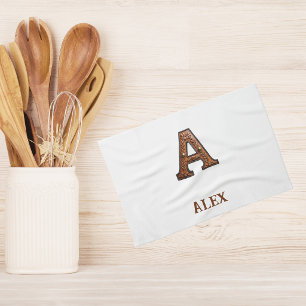 Linge De Cuisine Monogramme initial en cuir travaillé occidental A
