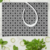 Linge De Cuisine Monogramme initial géométrique noir et blanc (Plié)