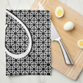 Linge De Cuisine Monogramme initial géométrique noir et blanc (Quart Plié)