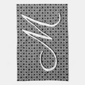 Linge De Cuisine Monogramme initial géométrique noir et blanc (Vertical)