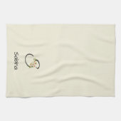 Linge De Cuisine Monogramme initial noir botanique aquarelle (Horizontal)