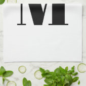 Linge De Cuisine Monogramme initial noir et blanc moderne (Plié)