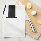 Linge De Cuisine Monogramme initial noir et blanc moderne (Quart Plié)