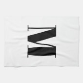 Linge De Cuisine Monogramme initial noir et blanc moderne (Horizontal)