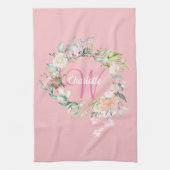 Linge De Cuisine Monogramme initial rose Rose moderne (Vertical)