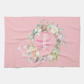 Linge De Cuisine Monogramme Initial Roses Roses Modernes (Horizontal)