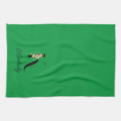 Linge De Cuisine Monogramme initial vert botanique à l'aquarelle (Horizontal)