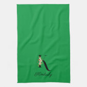 Linge De Cuisine Monogramme initial vert botanique à l'aquarelle (Vertical)