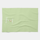 Linge De Cuisine Monogramme initiale bleu botanique aquarelle (Horizontal)