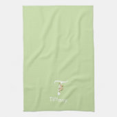Linge De Cuisine Monogramme initiale bleu botanique aquarelle (Vertical)