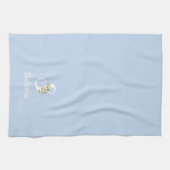 Linge De Cuisine Monogramme initiale bleu botanique aquarelle (Horizontal)