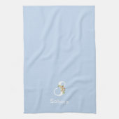 Linge De Cuisine Monogramme initiale bleu botanique aquarelle (Vertical)