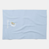 Linge De Cuisine Monogramme initiale botanique aquarelle beige (Horizontal)