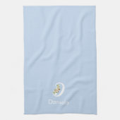 Linge De Cuisine Monogramme initiale botanique aquarelle beige (Vertical)