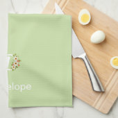 Linge De Cuisine Monogramme initiale botanique aquarelle verte (Quart Plié)