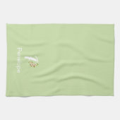Linge De Cuisine Monogramme initiale botanique aquarelle verte (Horizontal)