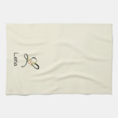 Linge De Cuisine Monogramme initiale noir botanique aquarelle (Horizontal)