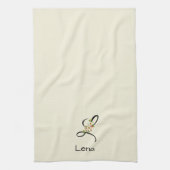 Linge De Cuisine Monogramme initiale noir botanique aquarelle (Vertical)