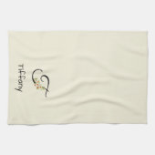 Linge De Cuisine Monogramme initiale noir botanique aquarelle (Horizontal)