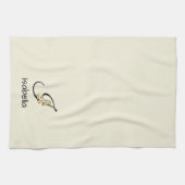 Linge De Cuisine Monogramme initiale noir botanique aquarelle (Horizontal)