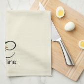 Linge De Cuisine Monogramme initiale noir botanique aquarelle (Quart Plié)