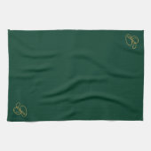 Linge De Cuisine Monogramme initiale vert et or brodé (Horizontal)