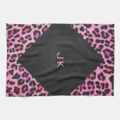 Linge De Cuisine Monogramme Leopard noir et rose chaud (Horizontal)