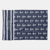 Linge De Cuisine Monogramme Marine Bleu Ancre Bleu Nautique (Horizontal)