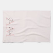 Linge De Cuisine Monogramme minimal initial et nom Pastel rose (Horizontal)