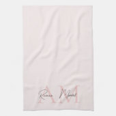 Linge De Cuisine Monogramme minimal initial et nom Pastel rose (Vertical)
