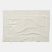 Linge De Cuisine Monogramme moderne à rayures neutres Personnalisé (Horizontal)