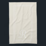 Linge De Cuisine Monogramme moderne à rayures neutres Personnalisé<br><div class="desc">Monogramme à rayures neutres moderne serviette de cuisine</div>