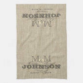 Linge De Cuisine Monogramme moderne | Beige rustique (Vertical)
