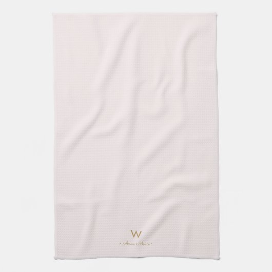 Linge De Cuisine Monogramme moderne Blush Pink Gold Script (Vertical)