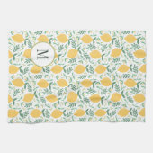 Linge De Cuisine Monogramme moderne citron vert jaune Feuille (Horizontal)