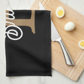 Linge De Cuisine Monogramme moderne élégant Nom Black Gold Script (Quart Plié)
