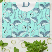 Linge De Cuisine Monogramme moderne Flamants roses tropicaux Motif (Plié)
