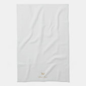 Linge De Cuisine Monogramme Moderne Gris Clair Or Script (Vertical)